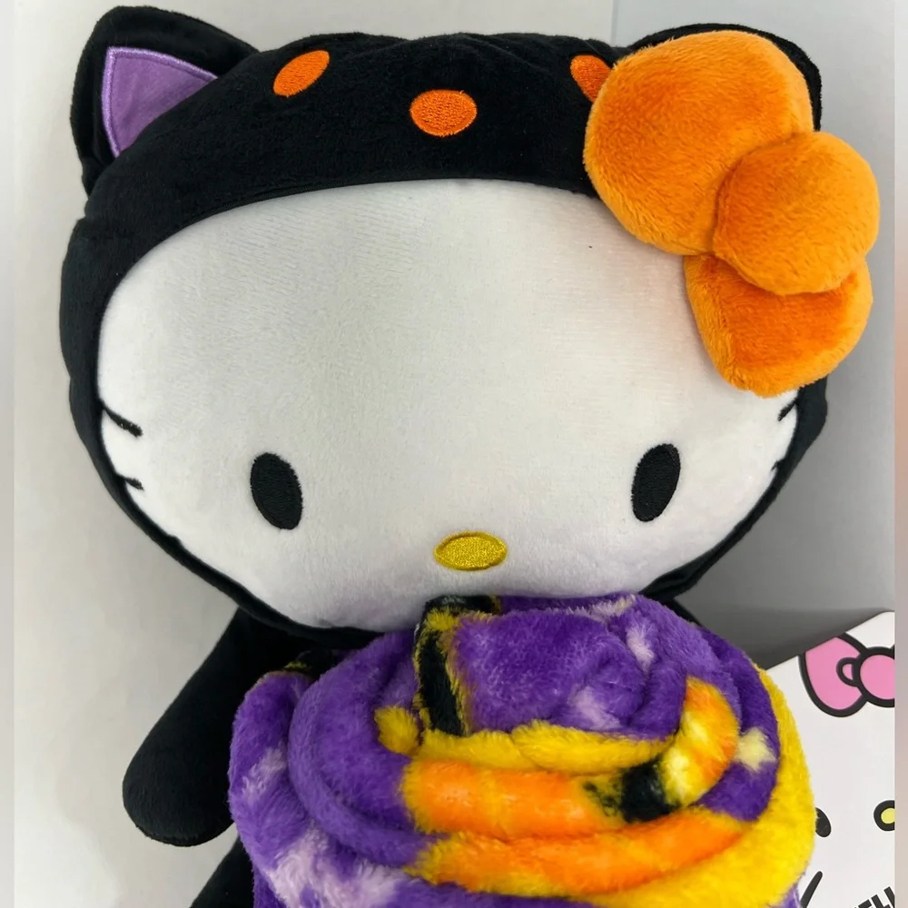 Hello Kitty Halloween Throw Blanket & Plush Hugger Silk Touch Black Cat Costume